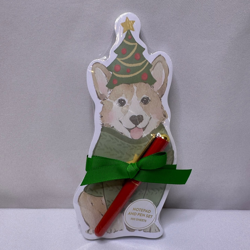 Corgi Dog Holiday Christmas Magnetic Notepad and Pen NWT